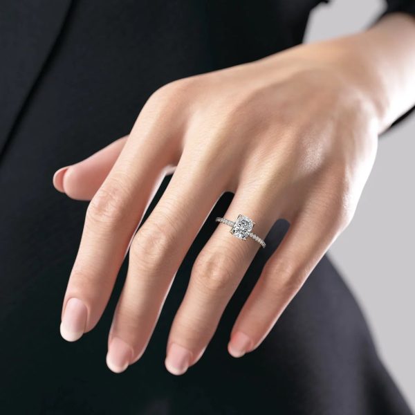 The Pave Alison Set With A 2.5 Carat Elongated Cushion Lab Diamond Fashion