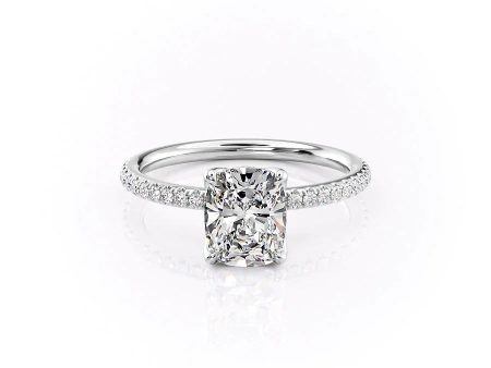 The Pave Alison Set With A 2.5 Carat Elongated Cushion Lab Diamond Online Hot Sale