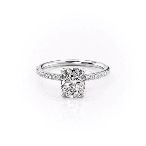 The Pave Alison Set With A 2.5 Carat Elongated Cushion Lab Diamond Online Hot Sale