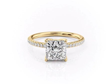 The Pave Alison Set With A 2.5 Carat Princess Lab Diamond on Sale