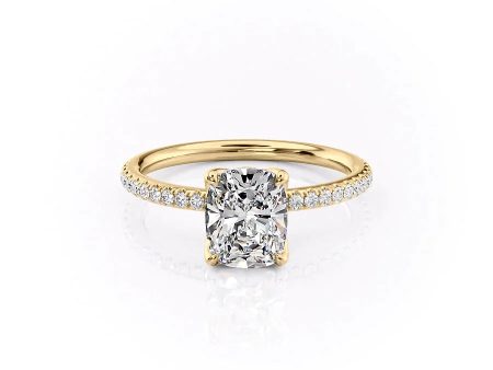 The Pave Alison Set With A 2 Carat Elongated Cushion Lab Diamond Online