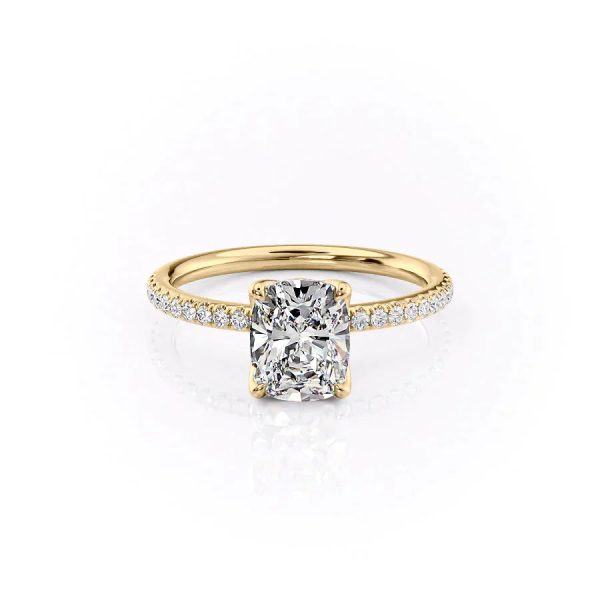 The Pave Alison Set With A 2 Carat Elongated Cushion Lab Diamond Online