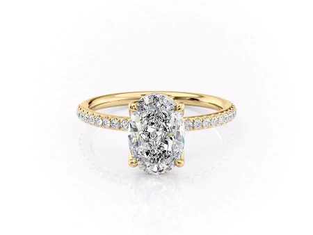 The Pave Alison Set With A 1 Carat Oval Lab Diamond For Sale