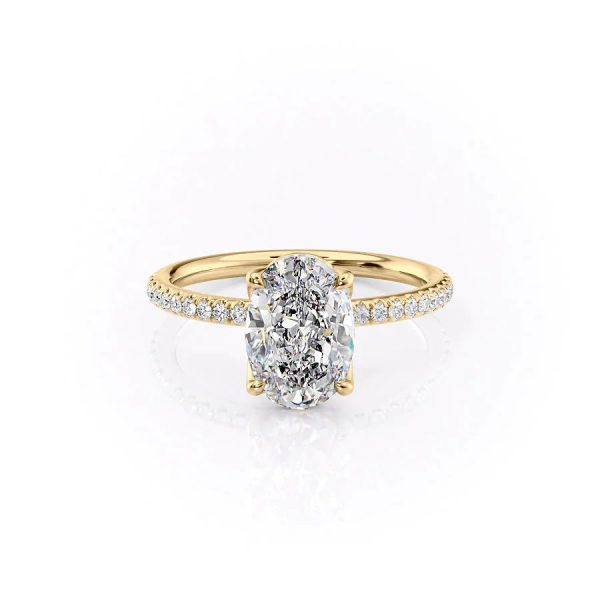 The Pave Alison Set With A 1 Carat Oval Lab Diamond For Sale