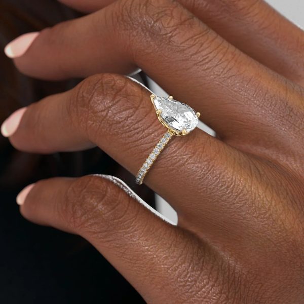 The Pave Alison Set With A 2.5 Carat Pear Lab Diamond For Cheap