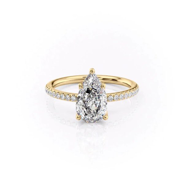 The Pave Alison Set With A 2.5 Carat Pear Lab Diamond For Cheap