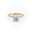 The Pave Alison Set With A 3 Carat Round Lab Diamond For Sale