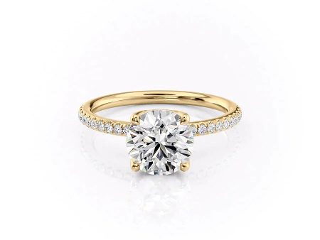 The Pave Alison Set With A 3 Carat Round Lab Diamond For Sale