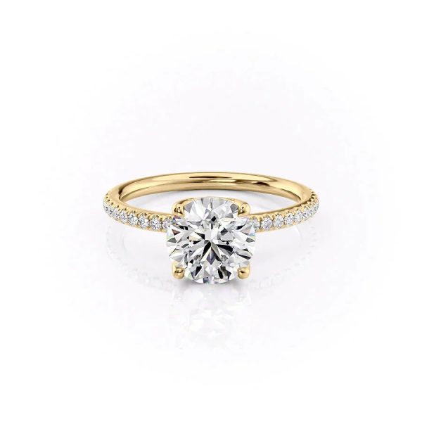 The Pave Alison Set With A 3 Carat Round Lab Diamond For Sale