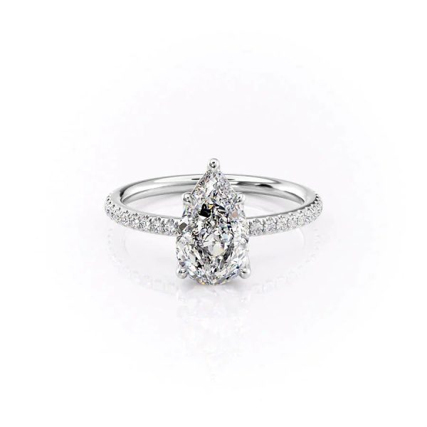 The Pave Alison Set With A 2 Carat Pear Lab Diamond on Sale