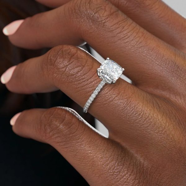 The Pave Alison Set With A 2.5 Carat Cushion Lab Diamond Online