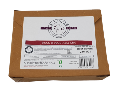 Approved Raw Dog Food Duck and Vegetable Supply